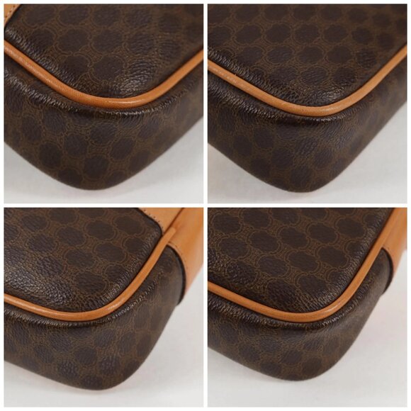 CELINE Macadam Canvas Shoulder Bag PVC Leather Brown Gold Auth BD2080M - Picture 14 of 16